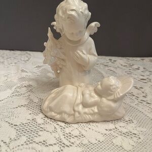 Beautiful White Angel and Holy Infant Figurine Made in West Germany. Hummel